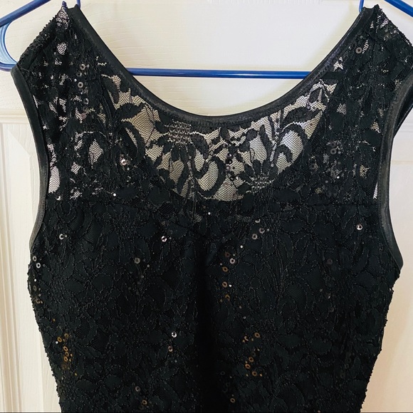 High Low Black Sequin Lace Party Dress - Picture 5 of 8